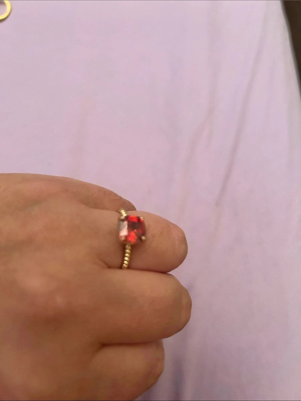 Red Gemstone Gold-Tone Ring